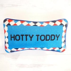 Hotty Toddy Blue Needlepoint Lumbar Pillow by
